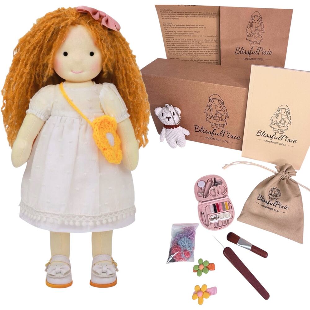 BlissfulPixie Waldorf Doll Fairy Handmade Cloth Ragdoll Plush Baby Girl New Box